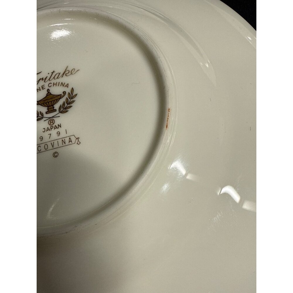 Set Of 6 Noritake Bone China Covina 9791 Saucers With Gold & Green Trim Vintage - Picture 10 of 13